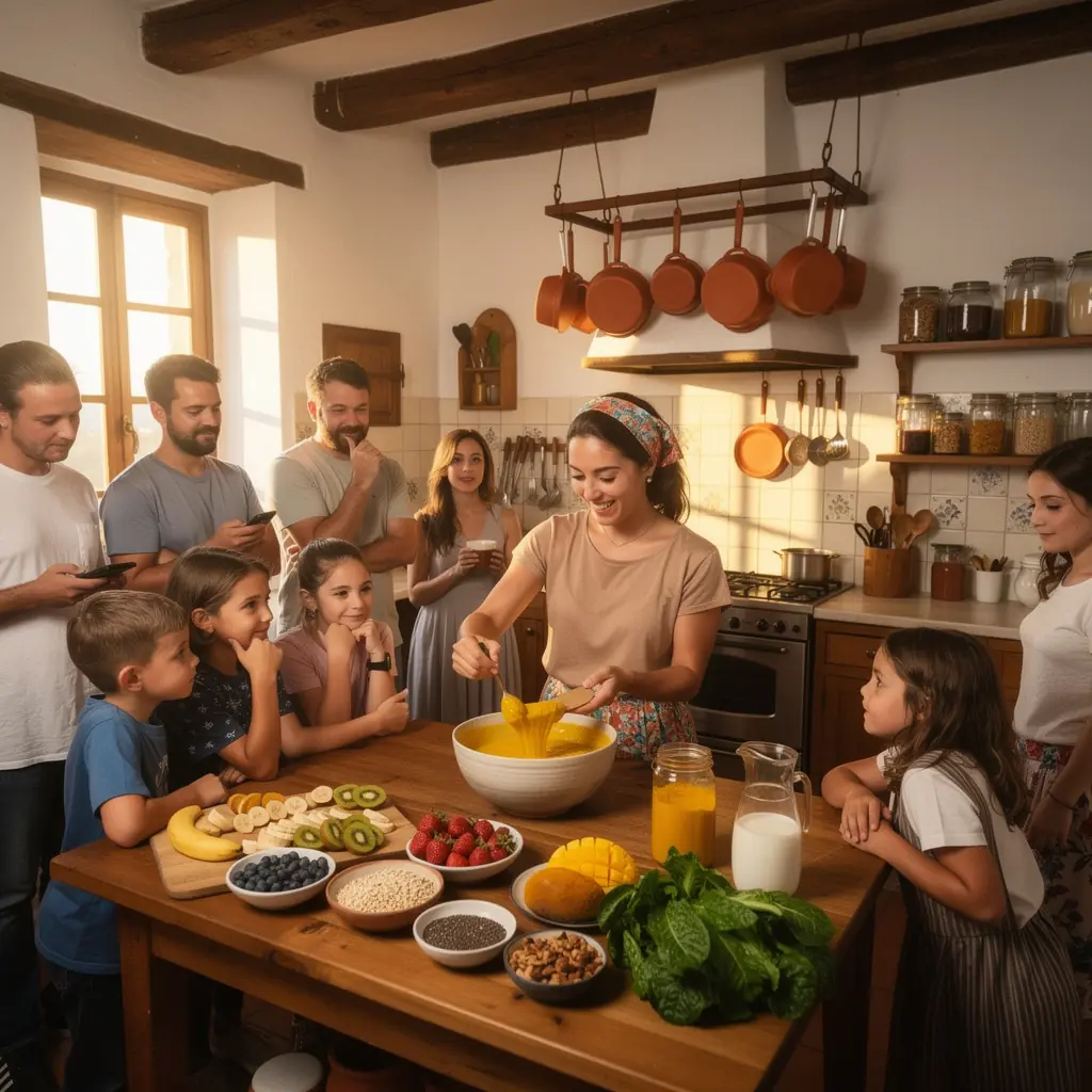 Prato colorido de curry de cúrcuma, refletindo a fusão de sabores saudáveis